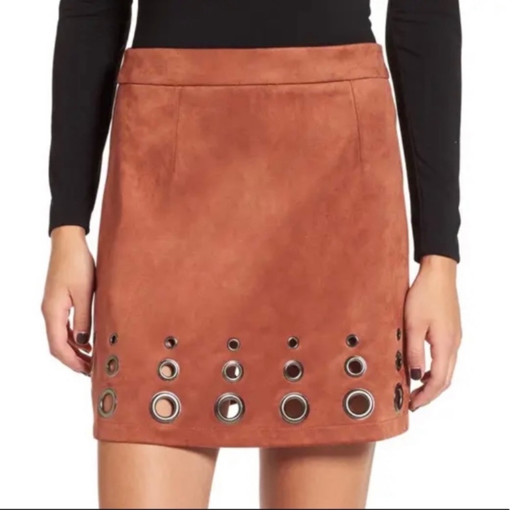 Glamorous Faux Suede Grommet Skirt Small Rust Burnt Orange NWOT